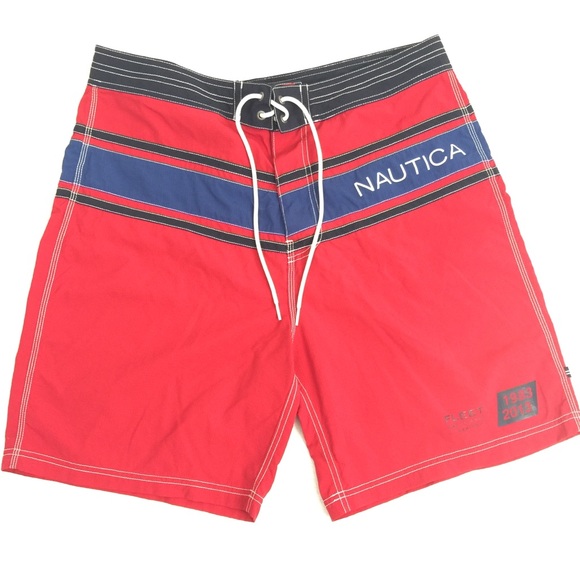 Nautica 36W Red Swimming Trunks Summer Board Short - Picture 1 of 6